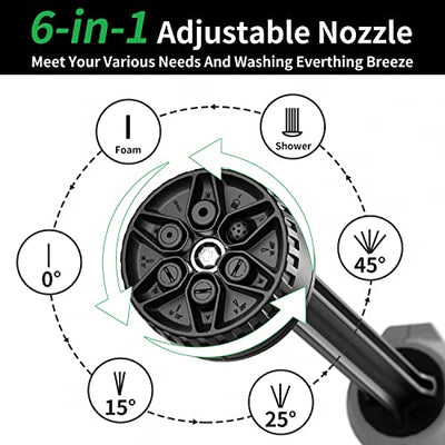 Portable Pressure Washer, 21V Cordless Car Power Washer with 6-in-1  Nozzles, Black 